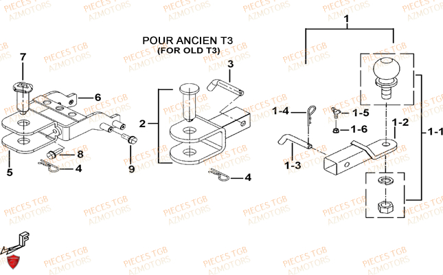 Attelage Option TGB Pieces BLADE 525 SE-FI 4X4 2016 (No Serie RFCFBGFTP...Type: FTG-HDE)