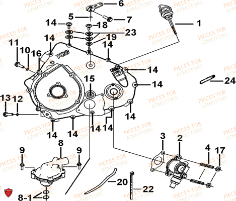 CACHE CARTER MOTEUR GAUCHE 2 TGB BLADE 525 SE 4X4 16