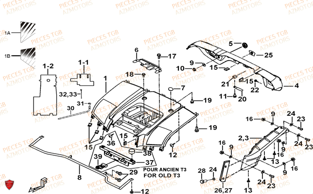Carrosserie Arriere TGB Pieces BLADE 525 SE-FI 4X4 2016 (No Serie RFCFBGFTP...Type: FTG-HDE)