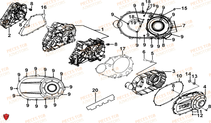 Carter Moteur TGB Pieces BLADE 525 SE-FI 4X4 2016 (No Serie RFCFBGFTP...Type: FTG-HDE)