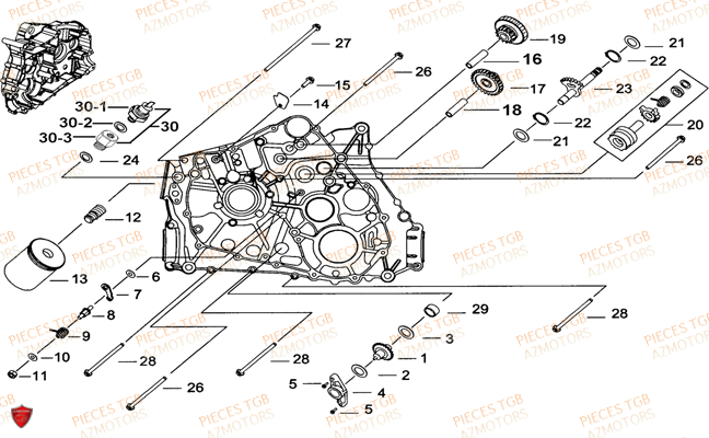 Carter Moteur Gauche 1 TGB Pieces BLADE 525 SE-FI 4X4 2016 (No Serie RFCFBGFTP...Type: FTG-HDE)