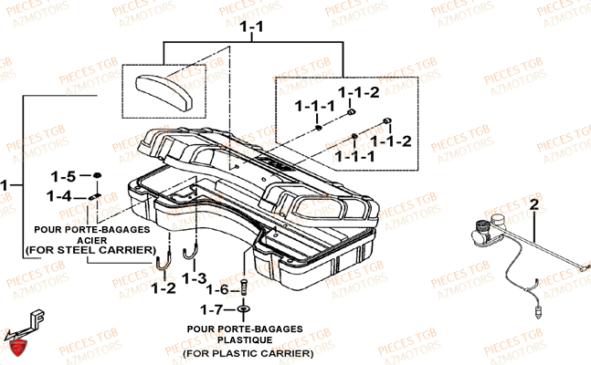 Coffre Arriere Option TGB Pieces BLADE 525 SE-FI 4X4 2016 (No Serie RFCFBGFTP...Type: FTG-HDE)
