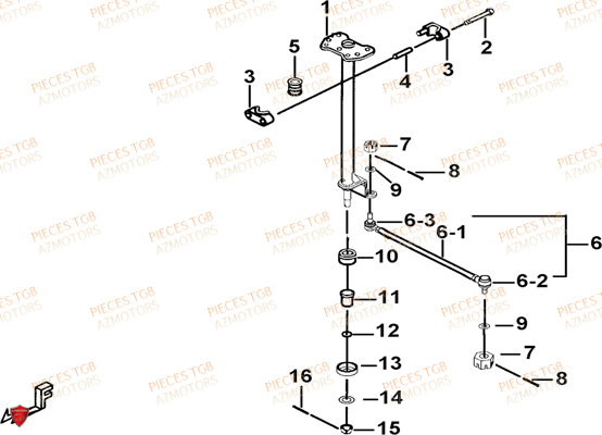 Colonne Direction Sans Eps TGB Pieces BLADE 525 SE-FI 4X4 2016 (No Serie RFCFBGFTP...Type: FTG-HDE)