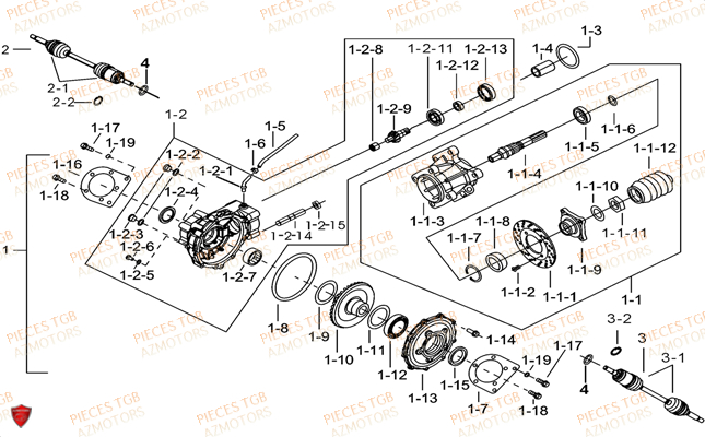 Differentiel Arriere TGB Pieces BLADE 525 SE-FI 4X4 2016 (No Serie RFCFBGFTP...Type: FTG-HDE)