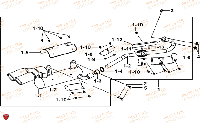 Echappement TGB Pieces BLADE 525 SE-FI 4X4 2016 (No Serie RFCFBGFTP...Type: FTG-HDE)