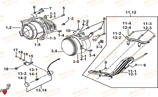 Eclairage Avant TGB Pieces BLADE 525 SE-FI 4X4 2016 (No Serie RFCFBGFTP...Type: FTG-HDE)