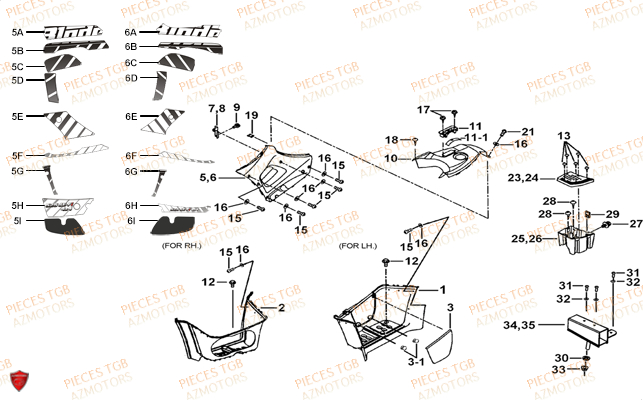 Marche Pied TGB Pieces BLADE 525 SE-FI 4X4 2016 (No Serie RFCFBGFTP...Type: FTG-HDE)