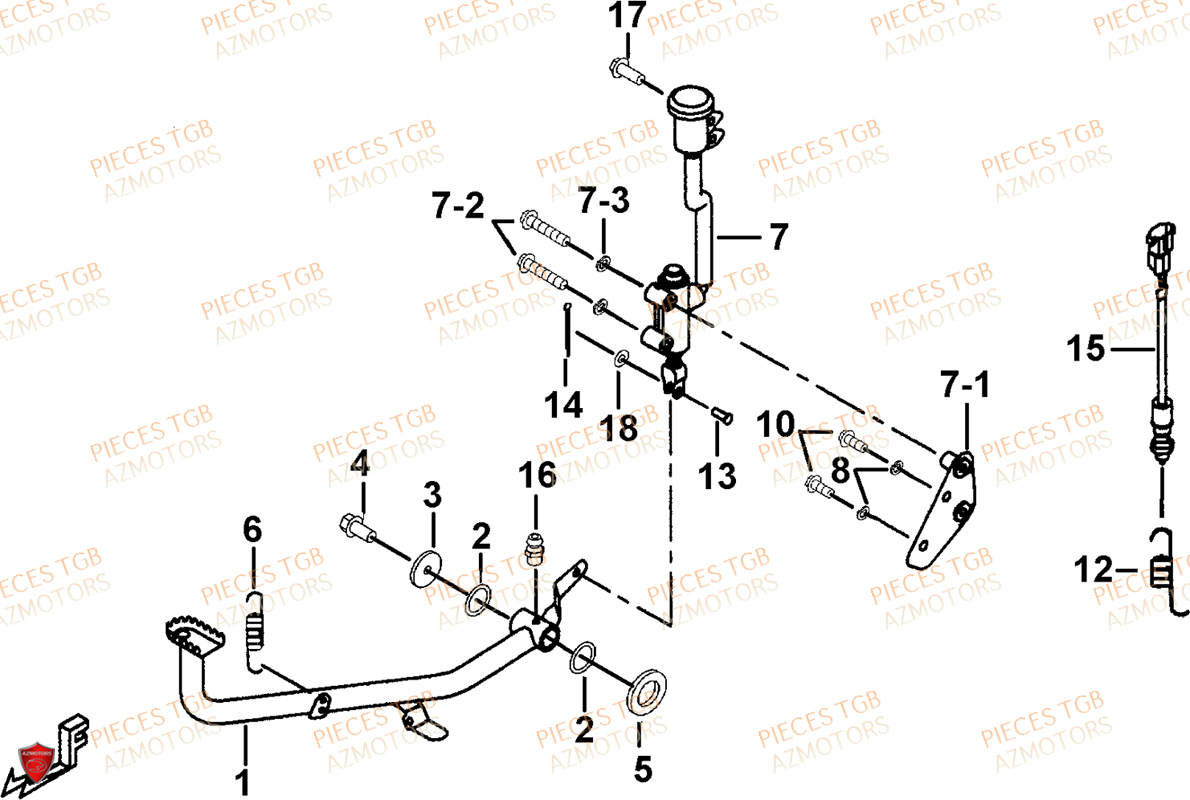 Pedale De Frein TGB Pieces BLADE 525 SE-FI 4X4 2016 (No Serie RFCFBGFTP...Type: FTG-HDE)