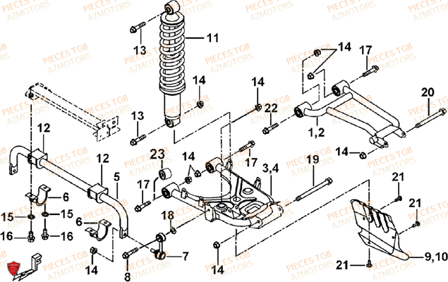 Suspension Arriere TGB Pieces BLADE 525 SE-FI 4X4 2016 (No Serie RFCFBGFTP...Type: FTG-HDE)