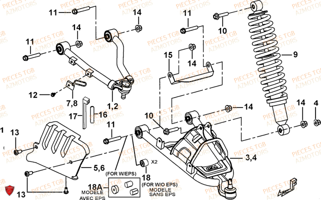 Suspension Avant TGB Pieces BLADE 525 SE-FI 4X4 2016 (No Serie RFCFBGFTP...Type: FTG-HDE)