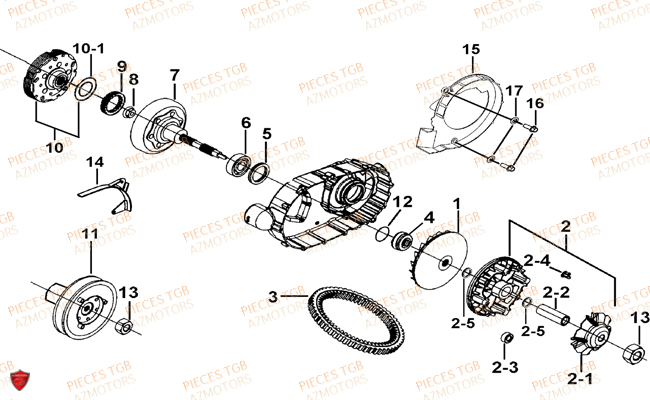 Variateur TGB Pieces BLADE 525 SE-FI 4X4 2016 (No Serie RFCFBGFTP...Type: FTG-HDE)