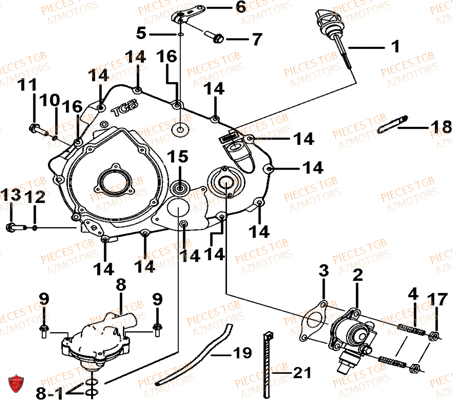 Cache Carter Moteur Gauche 2 TGB Pieces BLADE 525 SE_FI (2012 - 2014) (No Serie RFCFBFFGE...Type: FBG-HFE)