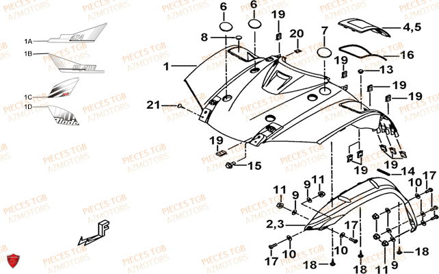 Carrosserie Avant TGB Pieces BLADE 525 SE_FI (2012 - 2014) (No Serie RFCFBFFGE...Type: FBG-HFE)