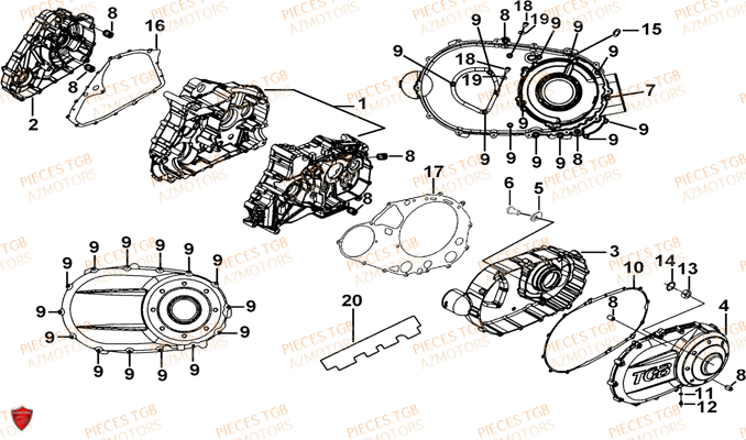 Carter Moteur TGB Pieces BLADE 525 SE_FI (2012 - 2014) (No Serie RFCFBFFGE...Type: FBG-HFE)