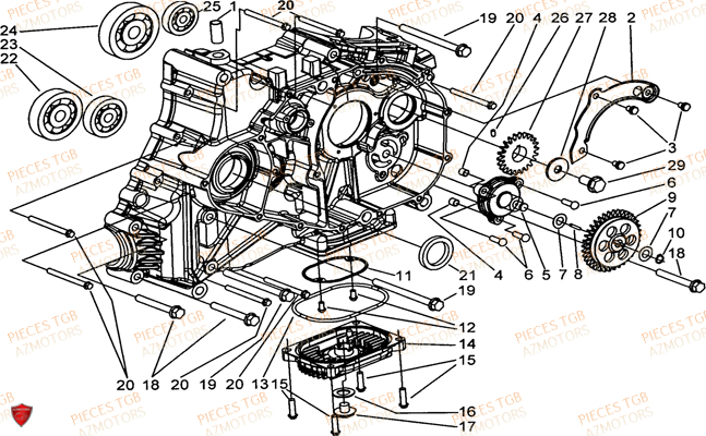 Carter Moteur Droit TGB Pieces BLADE 525 SE_FI (2012 - 2014) (No Serie RFCFBFFGE...Type: FBG-HFE)