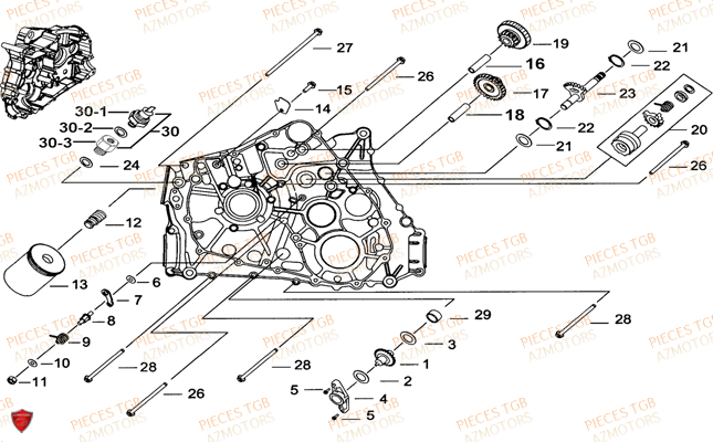 Carter Moteur Gauche 1 TGB Pieces BLADE 525 SE_FI (2012 - 2014) (No Serie RFCFBFFGE...Type: FBG-HFE)