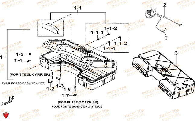 Coffre Arriere Option TGB Pieces BLADE 525 SE_FI (2012 - 2014) (No Serie RFCFBFFGE...Type: FBG-HFE)