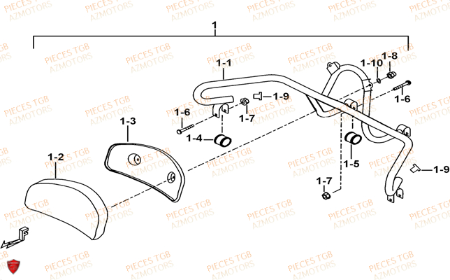Dosseret Arriere Option TGB Pieces BLADE 525 SE_FI (2012 - 2014) (No Serie RFCFBFFGE...Type: FBG-HFE)