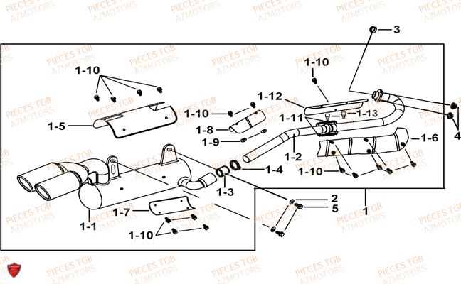 Echappement A Partir Du No Serie 008678 TGB Pieces BLADE 525 SE_FI (2012 - 2014) (No Serie RFCFBFFGE...Type: FBG-HFE)