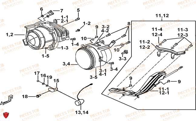Eclairage Avant TGB Pieces BLADE 525 SE_FI (2012 - 2014) (No Serie RFCFBFFGE...Type: FBG-HFE)