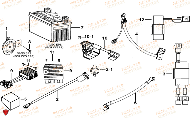 Systeme Electrique 3 TGB Pieces BLADE 525 SE_FI (2012 - 2014) (No Serie RFCFBFFGE...Type: FBG-HFE)