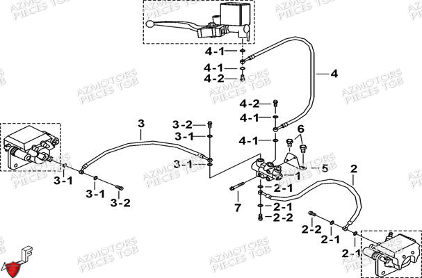 Distributeur Freinage Avant AZMOTORS Pieces TGB BLADE 550 LT EPS (No Serie RFCFLGFLE...Type FTG-HDLE)

