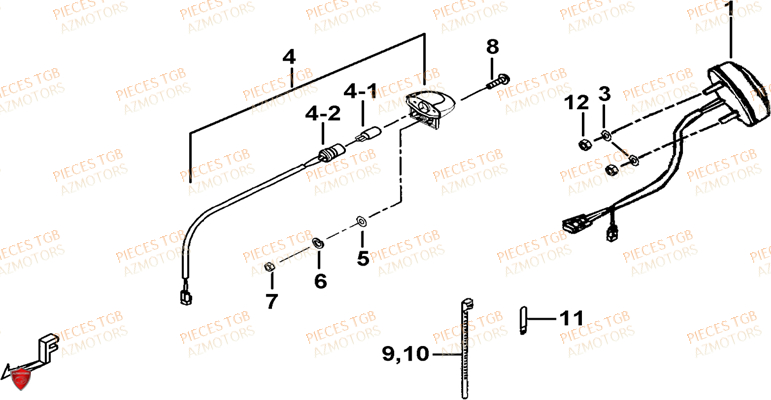 ECLAIRAGE ARRIERE AZMOTORS BLADE 550 LT EPS