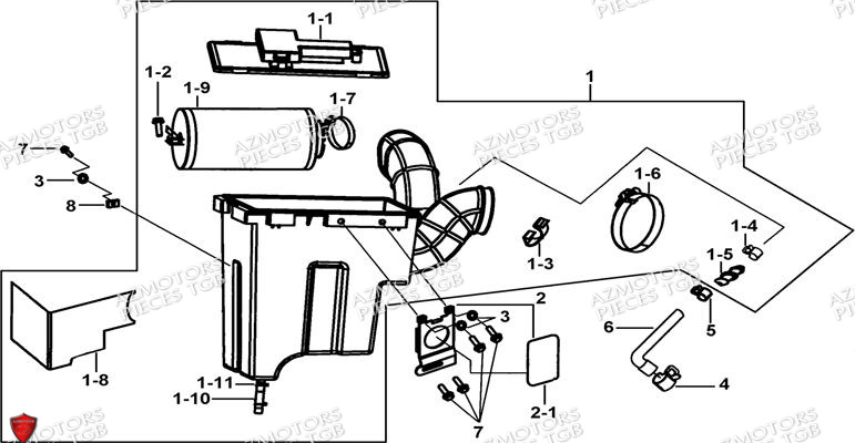Ensemble Filtre A Air AZMOTORS Pieces TGB BLADE 550 LT EPS (No Serie RFCFLGFLE...Type FTG-HDLE)

