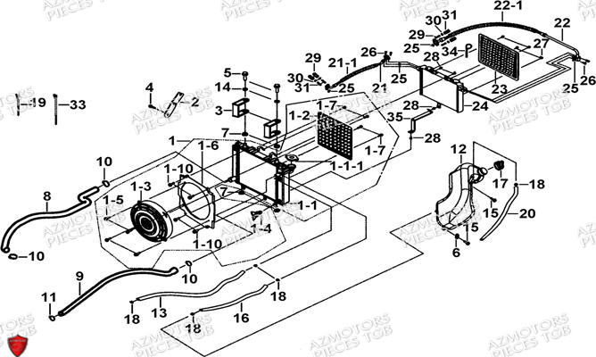 Ensemble Refroidissement AZMOTORS Pieces TGB BLADE 550 LT EPS (No Serie RFCFLGFLE...Type FTG-HDLE)

