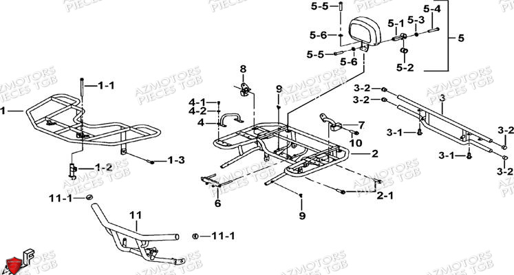 Porte Bagages Pare Chocs Option AZMOTORS Pieces TGB BLADE 550 LT EPS (No Serie RFCFLGFLE...Type FTG-HDLE)

