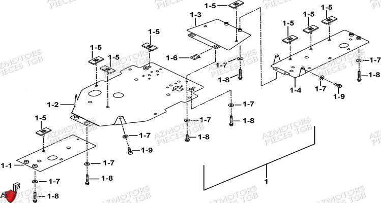 Protections Chassis Aluminium Option AZMOTORS Pieces TGB BLADE 550 LT EPS (No Serie RFCFLGFLE...Type FTG-HDLE)

