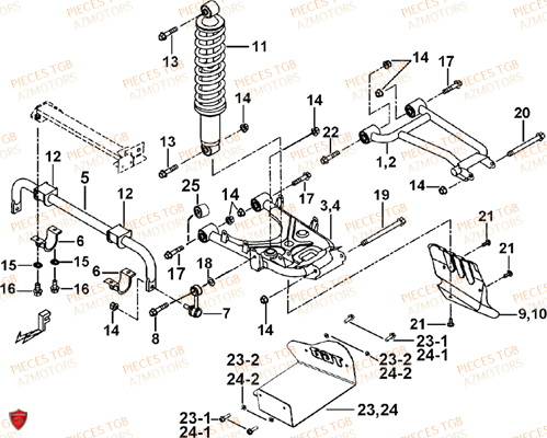 SUSPENSION ARRIERE AZMOTORS BLADE 550 LT EPS