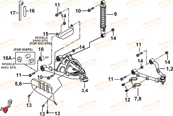 SUSPENSION AVANT AZMOTORS BLADE 550 LT EPS