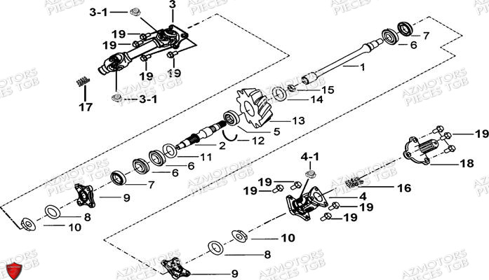 Systeme De Transmission AZMOTORS Pieces TGB BLADE 550 LT EPS (No Serie RFCFLGFLE...Type FTG-HDLE)

