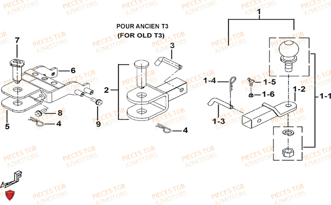 Attelage Option AZMOTORS Pieces TGB BLADE 550 LT FI 4x4 (2016) (No Serie RFCLTGLTA...Type FTG-HDLE)