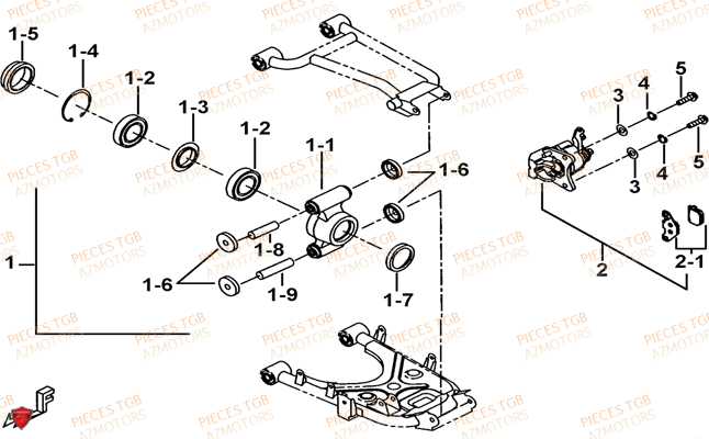 Axe Arriere AZMOTORS Pieces TGB BLADE 550 LT FI 4x4 (2016) (No Serie RFCLTGLTA...Type FTG-HDLE)