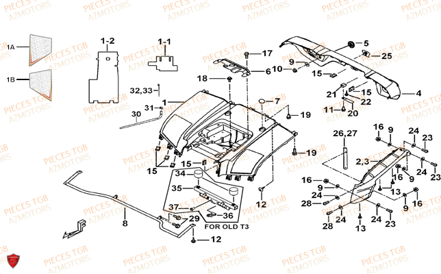 Carrosserie Arriere TGB Pieces TGB BLADE 550 LT FI 4x4 (2016) (No Serie RFCLTGLTA...Type FTG-HDLE)
