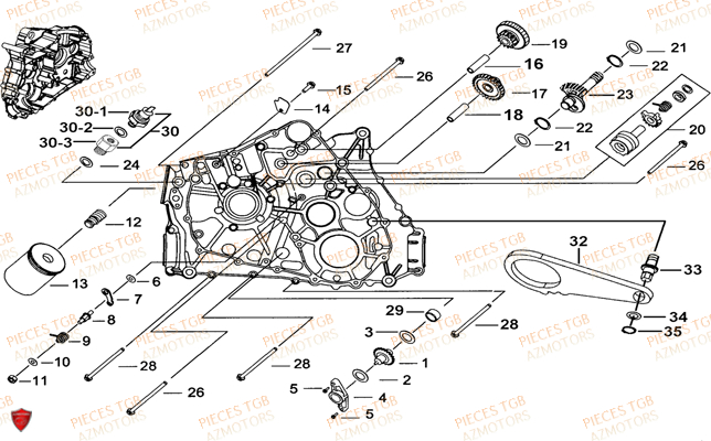 Carter Moteur Gauche 1 TGB Pieces TGB BLADE 550 LT FI 4x4 (2016) (No Serie RFCLTGLTA...Type FTG-HDLE)