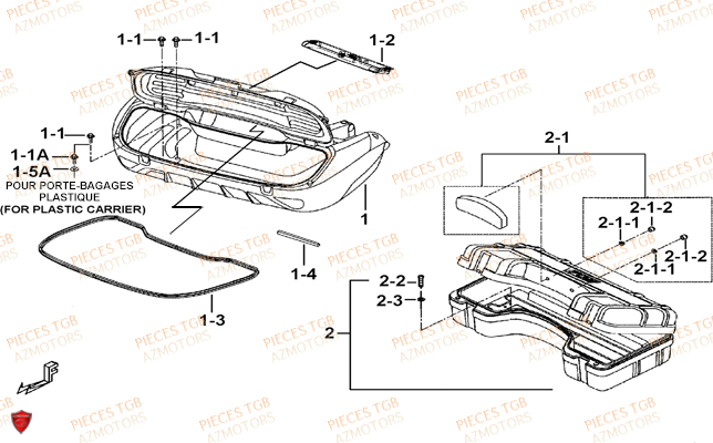 Coffre Arriere Option AZMOTORS Pieces TGB BLADE 550 LT FI 4x4 (2016) (No Serie RFCLTGLTA...Type FTG-HDLE)