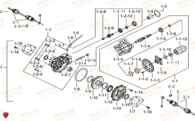 Differentiel Arriere AZMOTORS Pieces TGB BLADE 550 LT FI 4x4 (2016) (No Serie RFCLTGLTA...Type FTG-HDLE)