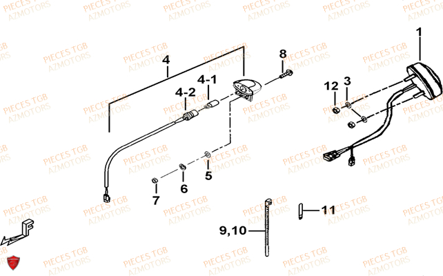 Eclairage Arriere AZMOTORS Pieces TGB BLADE 550 LT FI 4x4 (2016) (No Serie RFCLTGLTA...Type FTG-HDLE)