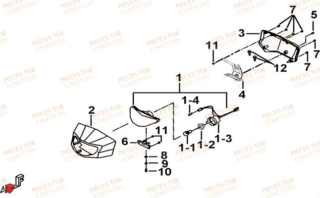 Eclairage Avant Option AZMOTORS Pieces TGB BLADE 550 LT FI 4x4 (2016) (No Serie RFCLTGLTA...Type FTG-HDLE)