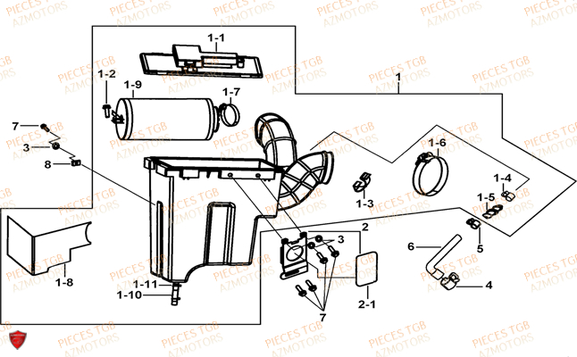 Filtre A Air AZMOTORS Pieces TGB BLADE 550 LT FI 4x4 (2016) (No Serie RFCLTGLTA...Type FTG-HDLE)