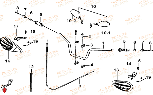 Guidon AZMOTORS Pieces TGB BLADE 550 LT FI 4x4 (2016) (No Serie RFCLTGLTA...Type FTG-HDLE)