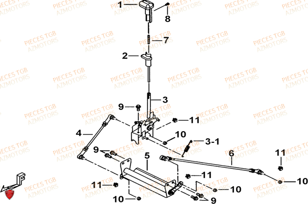 Levier De Vitesses AZMOTORS Pieces TGB BLADE 550 LT FI 4x4 (2016) (No Serie RFCLTGLTA...Type FTG-HDLE)