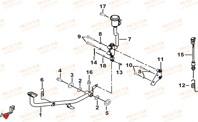 Pedale De Frein AZMOTORS Pieces TGB BLADE 550 LT FI 4x4 (2016) (No Serie RFCLTGLTA...Type FTG-HDLE)