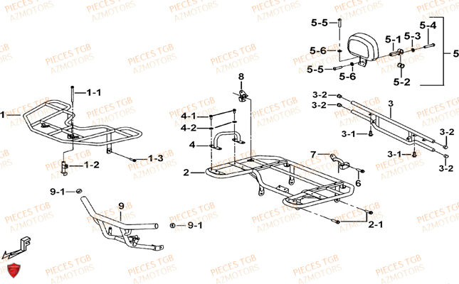 Porte Bagages Option AZMOTORS Pieces TGB BLADE 550 LT FI 4x4 (2016) (No Serie RFCLTGLTA...Type FTG-HDLE)