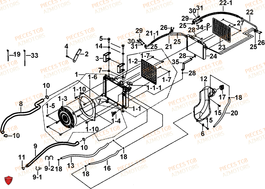 Refroidissement AZMOTORS Pieces TGB BLADE 550 LT FI 4x4 (2016) (No Serie RFCLTGLTA...Type FTG-HDLE)