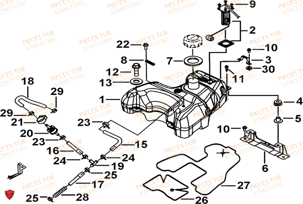 Reservoir AZMOTORS Pieces TGB BLADE 550 LT FI 4x4 (2016) (No Serie RFCLTGLTA...Type FTG-HDLE)