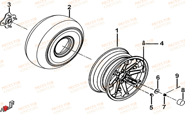 Roues Arriere AZMOTORS Pieces TGB BLADE 550 LT FI 4x4 (2016) (No Serie RFCLTGLTA...Type FTG-HDLE)